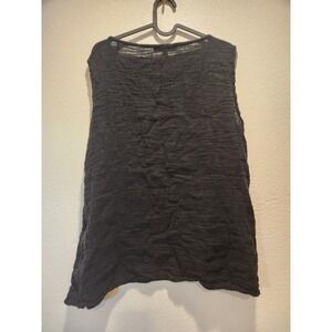 FLAX Black Linen Blend Textured Sleeveless Top‎ S NWOT Made in Lithuania